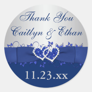 Rond Bleu, Gris Argent Floral Mariage Favoriser Sticker