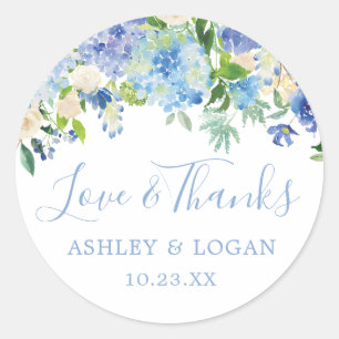 Rond Bleu Mariage Floral Merci Favoriser Sticker