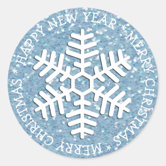 Rond Bleu Snowflake Joyeux Sticker de Noël (Devant)