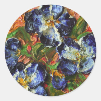 Rond Bleu Sticker de cluster de fleurs