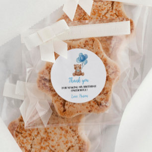 Rond Bleu Teddy Bear Balloon 1er Anniversaire Sticker