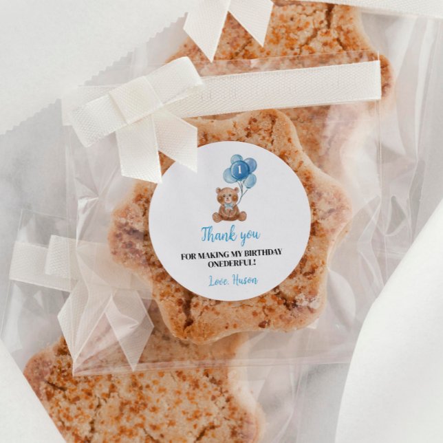 Rond Bleu Teddy Bear Balloon 1er Anniversaire Sticker (Créateur téléchargé)