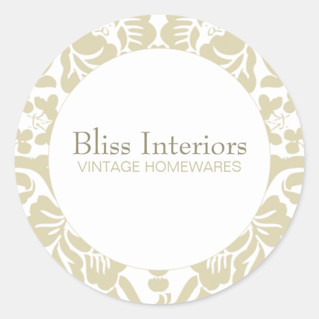 Rond Bliss Chic Damask Floral Sticker (Devant)