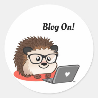 Rond Blog Gentil Geeky Hedgehog Sur Un Sticker Ordinate