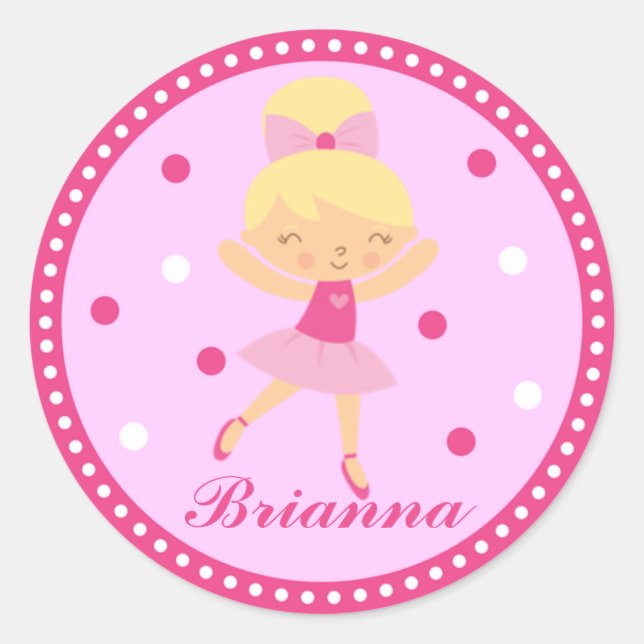 Rond Blonde Ballerina Girl Sticker (rose) (Devant)