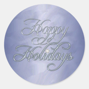 Rond Blue Foil Happy Holidays Diamond Sticker