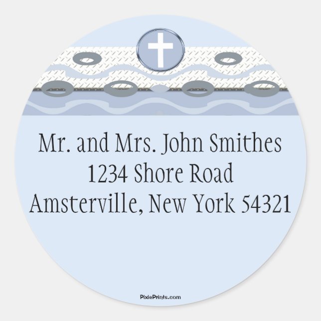 Rond Blue Harmony Religieux Retourner Adresse Sticker (Devant)
