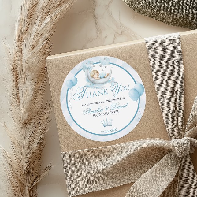 Rond Blue Little Prince Thank You Sticker Moon Balloon (Créateur téléchargé)