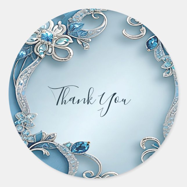 Rond Blue Ornate Floral Sticker (Devant)