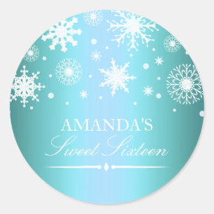 Rond Blue Winter Wonderland Sweet 16 Sticker