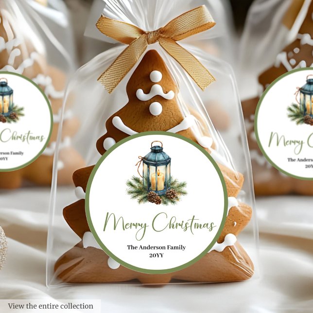 Rond Bohemian Neutral Christmas Lantern Holiday Sticker (Bohemian Neutral Christmas Lantern Holiday Sticker)