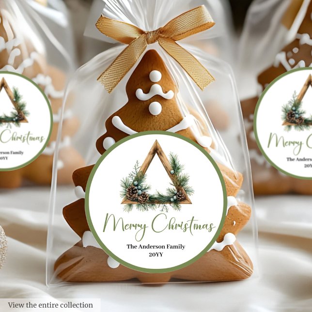 Rond Bohemian Rustic Botanical Holiday Gift Sticker (Bohemian Rustic Botanical Holiday Gift Sticker)