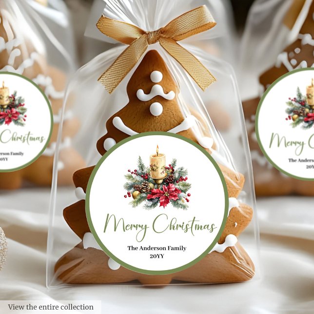 Rond Bohemian Watercolor Rustic Xmas Gift Sticker (Bohemian Watercolor Rustic Xmas Gift Sticker)