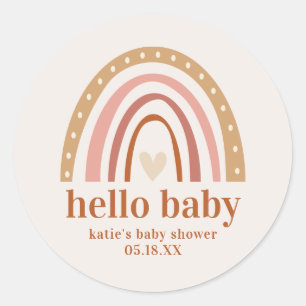 Rond Boho Rainbow Baby shower Favoriser Sticker Plaque 