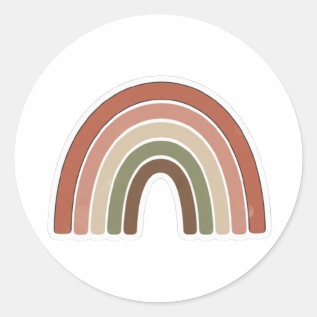 Rond Boho Rainbow Sticker – Vintage Minimal Design  (Devant)