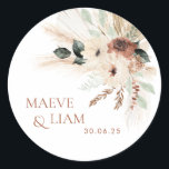 Rond Boho Rustic Green Wedding Favor Tag Sticker Étique<br><div class="desc">Boho Rustic Terracotta et Eucalyptus Wedding Favor Tag Stickers. Merci à tous les étiquettes pour votre mariage de boho,  avec des fleurs séchées et de l'herbe de pampas. Éléments correspondants disponibles,  y compris faire-part de mariage,  carte de remerciements,  Enregistrer la date et bien plus.</div>