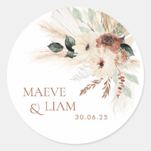 Rond Boho Rustic Green Wedding Favor Tag Sticker Étique