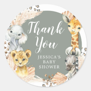 Rond Boho Sage Green Safari Oh Boy Merci Sticker