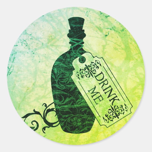 Rond Boire-moi bouteille Green Classic Round Sticker (Devant)