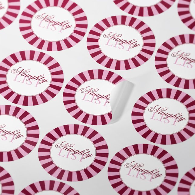 Rond Bold stripe Naughty list Christmas Party sticker (Créateur téléchargé)