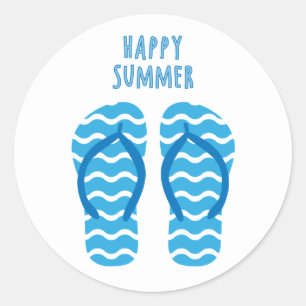 Rond Bon Sticker D'Été Avec Flip Flops