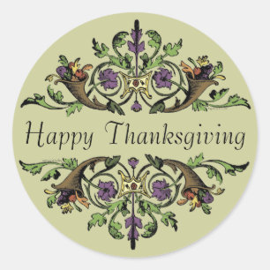 Rond Bon thanksgiving Antique Cornucopias Art Sticker
