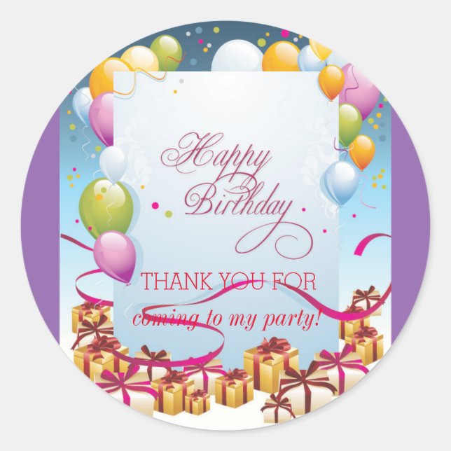 ROND BONJOUR D'ANNIVERSAIRE ROUND CLASSIC STICKER (Devant)