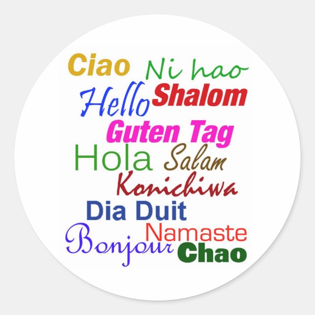 Rond Bonjour Dans Plusieurs Langues Sticker (Devant)