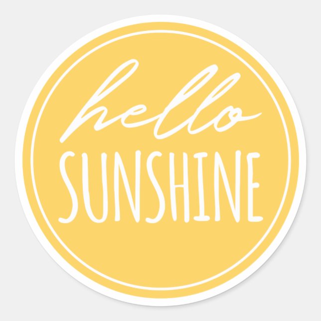 Rond Bonjour Sunshine Moderne Sticker Jaune Sunny (Devant)