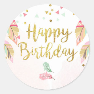Rond Bonne fête d'anniversaire Favoriser Tags Sticker P