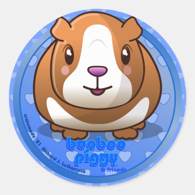 Rond Booboo Piggy Round bleu sticker (Devant)