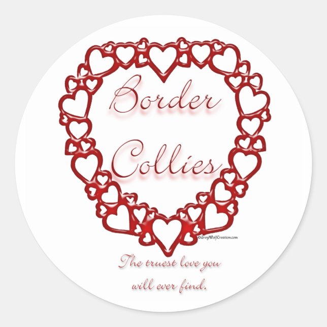 Rond Bordure Collie Véritable Amour - Sticker (Devant)