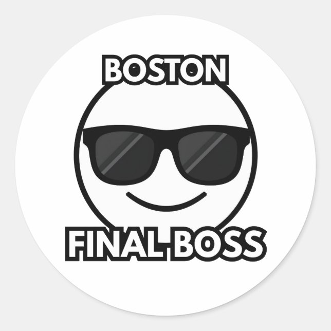 Rond Boston Final Boss Cool Face Emoji Sticker (Devant)