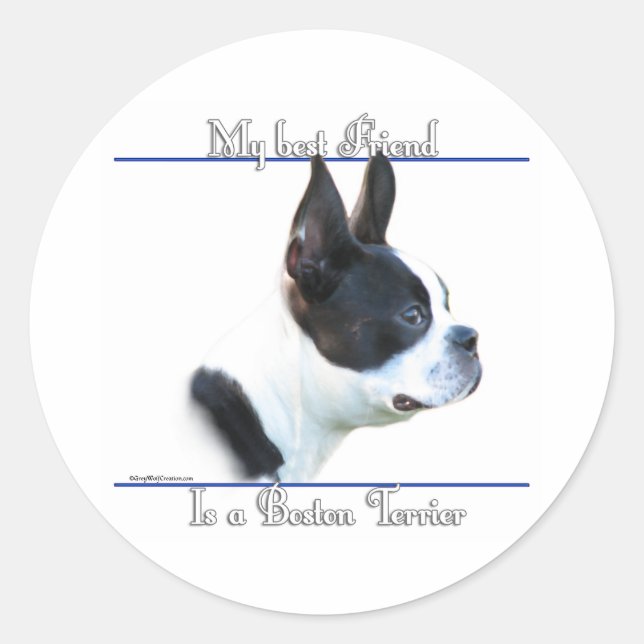 Rond Boston Terrier Best Friend 2 - Sticker (Devant)