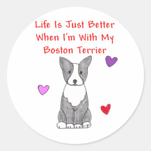 Rond Boston Terrier La Vie Est Juste Meilleur Sticker