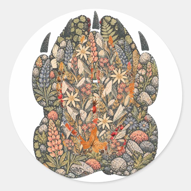 Rond Botanical Mountain Goat Hoof Alpine Nature Sticker (Devant)