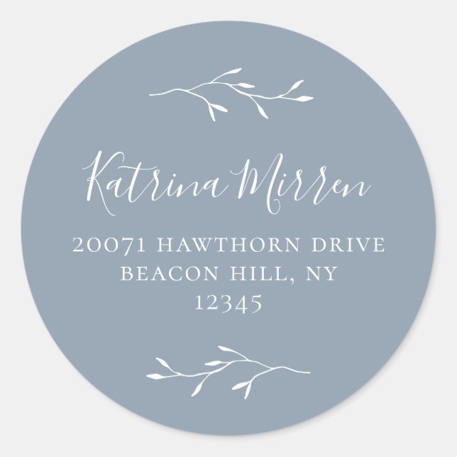 Rond Botanique Dusty Blue Retourner Adresse Sticker (Devant)