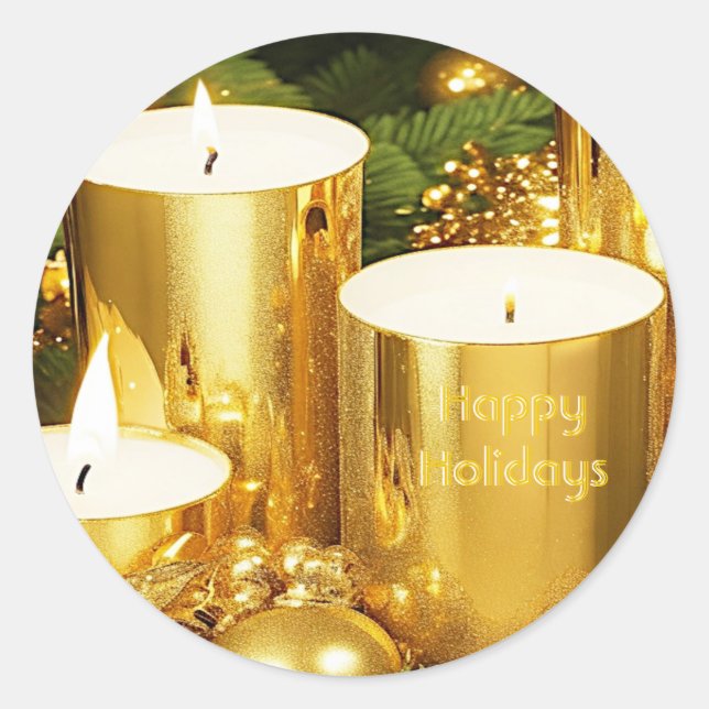 Rond Bougies d'or Sticker de Noël (Devant)