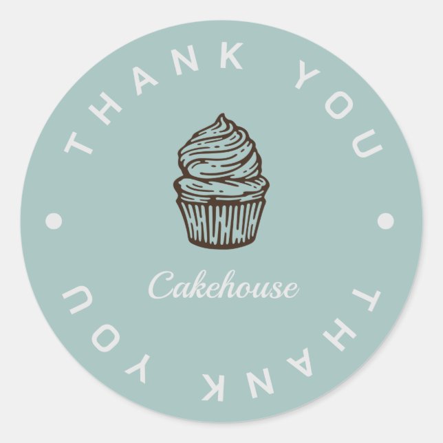 Rond Boulangerie Blue Cupcake Sticker Merci d'affaires (Devant)