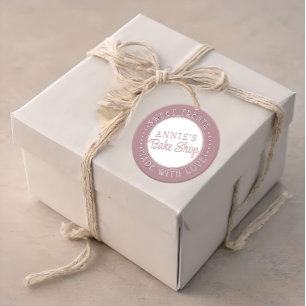 Rond Boulangerie personnalisée Sticker rose Fabriqué av