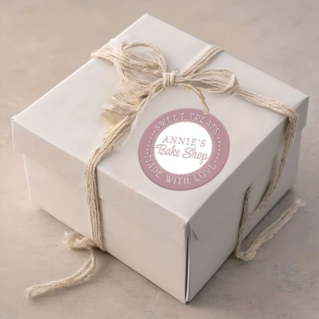 Rond Boulangerie personnalisée Sticker rose Fabriqué av (Créateur téléchargé)