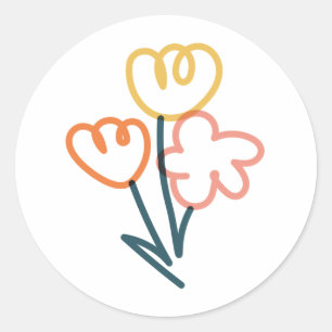 Rond Bouquet de fleurs, Sticker de doodle coloré