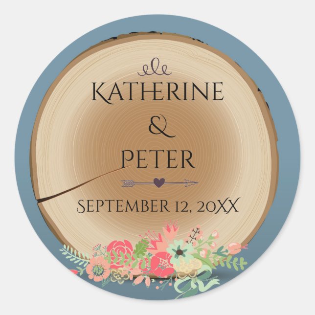 Rond Bouquet en bois rustique - Sticker circulaire (Devant)