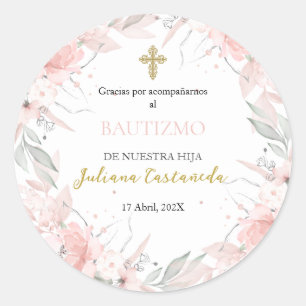 Rond Bouquet rose merci sticker