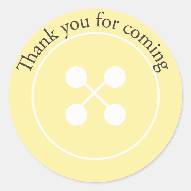 Rond Bouton jaune Baby shower Favoriser Sticker (Devant)