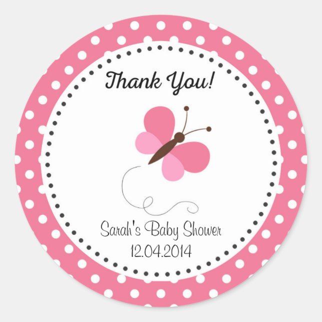 Rond Bouton mignon Baby shower Sticker rose (Devant)