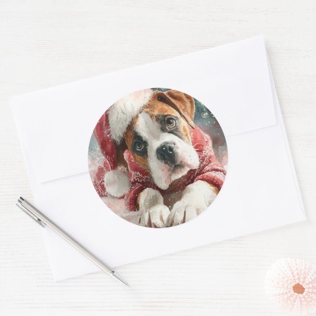 Rond Boxer Round Round Christmas Sticker (Enveloppe)