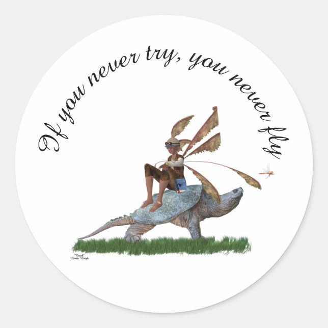 Rond Boy Fairy Riding Sur Turtle Sticker (Devant)