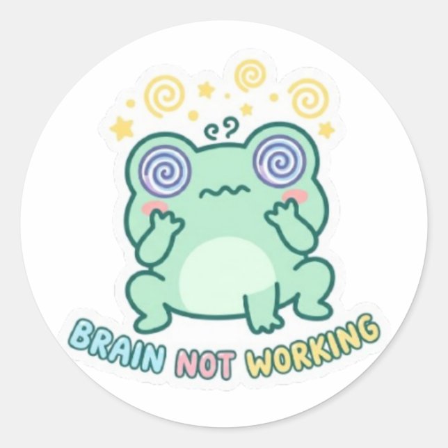 Rond Brain Not Working Frog Sticker Cute Confused Frog  (Devant)