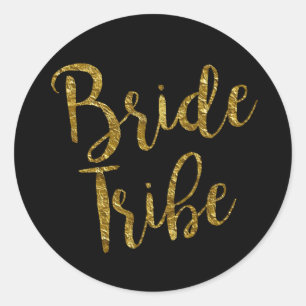 Rond Bride Tribe Gold Leaf Script Classic Round Sticker